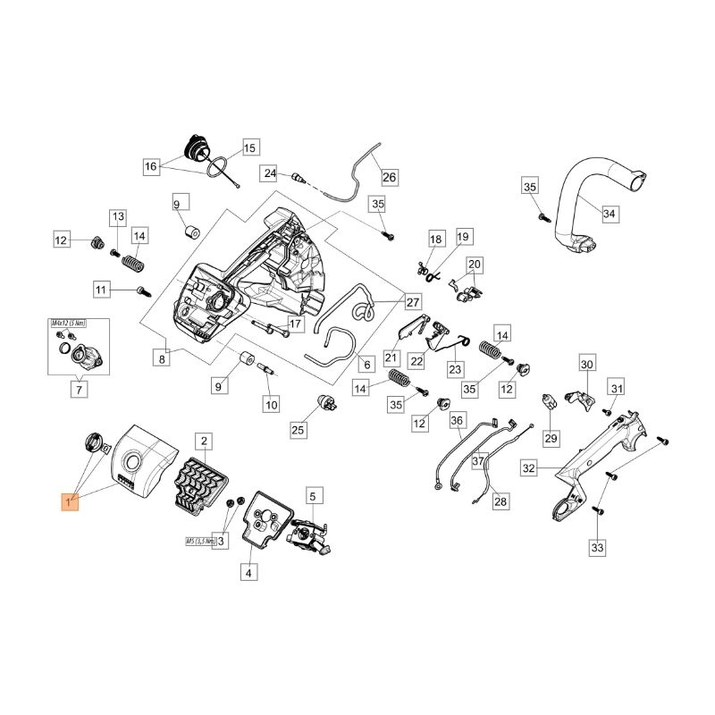 foto del prodotto coperchio filtro aria originale oleomac per motosega gst 360 50270217