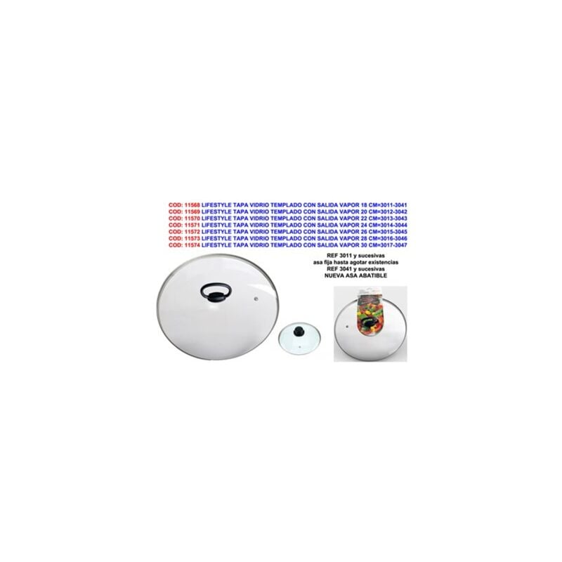 foto del prodotto coperchio in vetro temperato con uscita vapore 28 cm modello 3016 3046