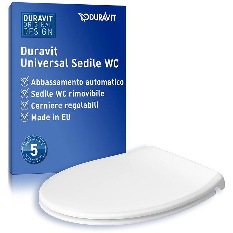 foto del prodotto coperchio wc universale con chiusura ammortizzata, sedile wc a sgancio rapido per una facile installazione, sedile per wc di forma ovale, coperchio