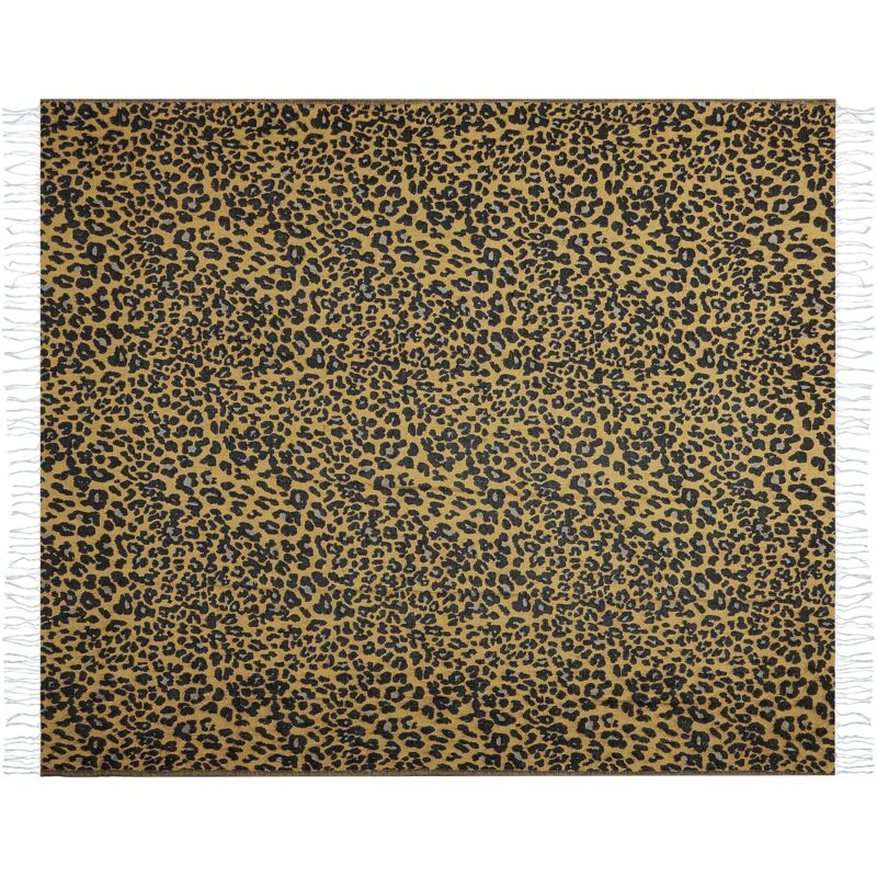 foto del prodotto coperta acrilico e poliestere con motivo leopardo marrone e nero 130 x 170 cm jamune