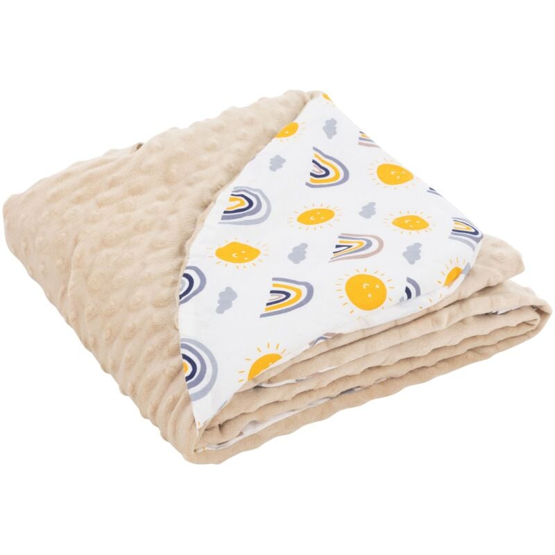foto del prodotto coperta avvolgente con cappuccio beige/arcobaleno 100% cotone 84x84 cm doppio face universale per seggiolino auto passeggino coperta per coccole per tutte le stagioni copertina per neonati - joyz