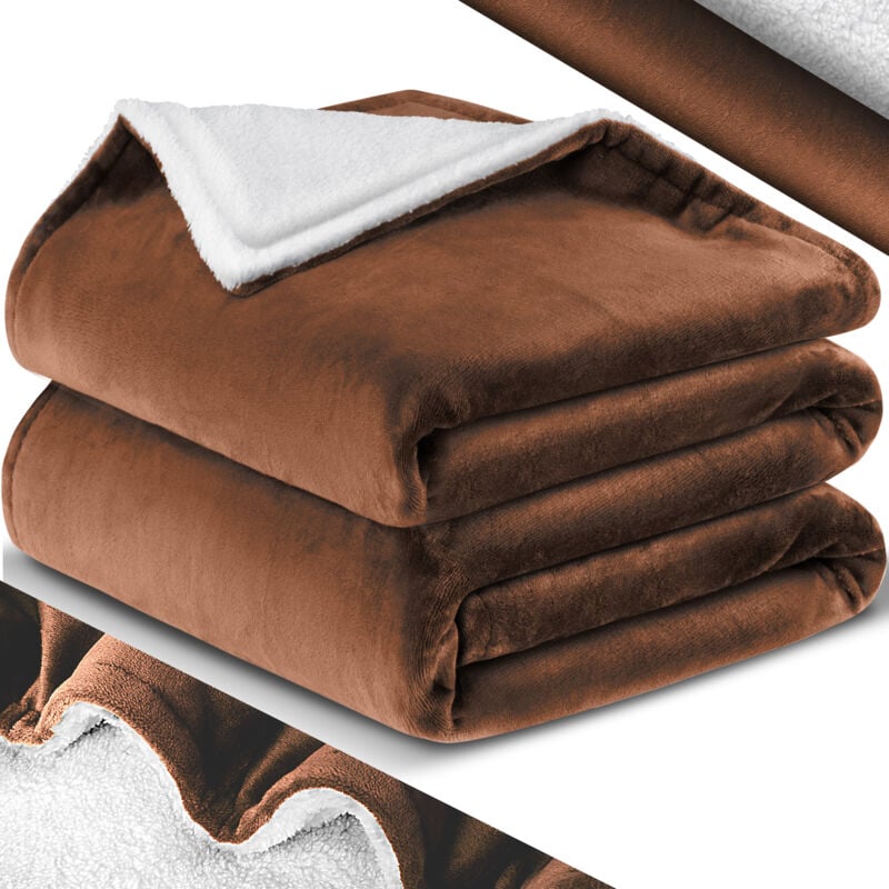 foto del prodotto coperta coccolosa fluffy sherpa extra soft warm flannel fleece blanket wrinkle resistant/anti-discolouring as couch blanket coperta da divano 130 x