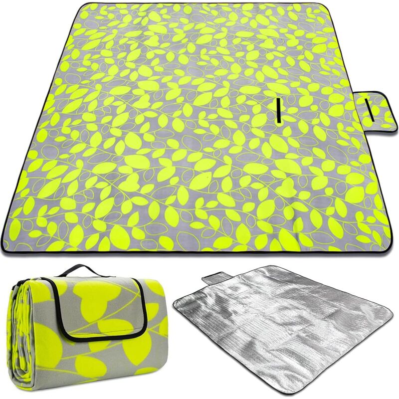 foto del prodotto coperta da picnic 200 x 200 cm, coperta picnic impermeabile pieghevole con manico portatile,verde chiaro
