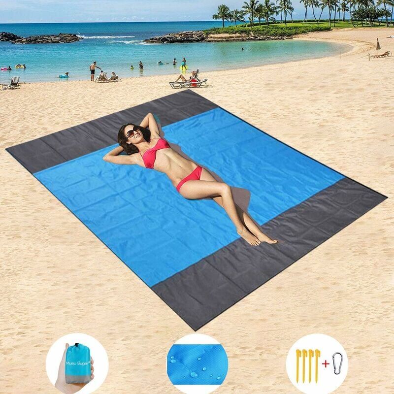 foto del prodotto coperta da spiaggia, 210 x 200 cm, coperta da picnic senza sabbia, coperta da campeggio, telo da spiaggia, tappetino da campeggio impermeabile e
