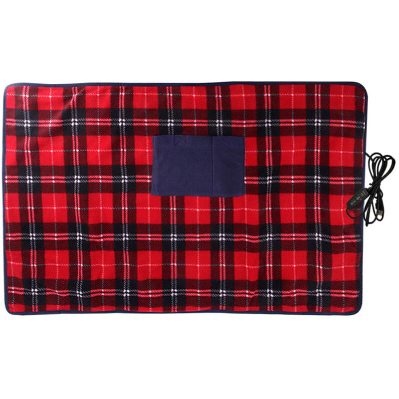 foto del prodotto coperta elettrica per auto 88 x 65 cm coperta riscaldata morbida a doppio strato coperta riscaldata a quadri per inverno, viaggi, campeggio