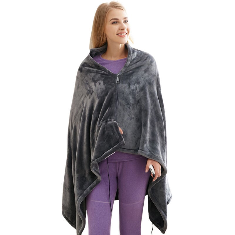 foto del prodotto coperta elettrica, poncho riscaldante usb, coperta elettrica in flanella, 150 x 85 cm, riscaldamento rapido tramite usb, morbida e confortevole,