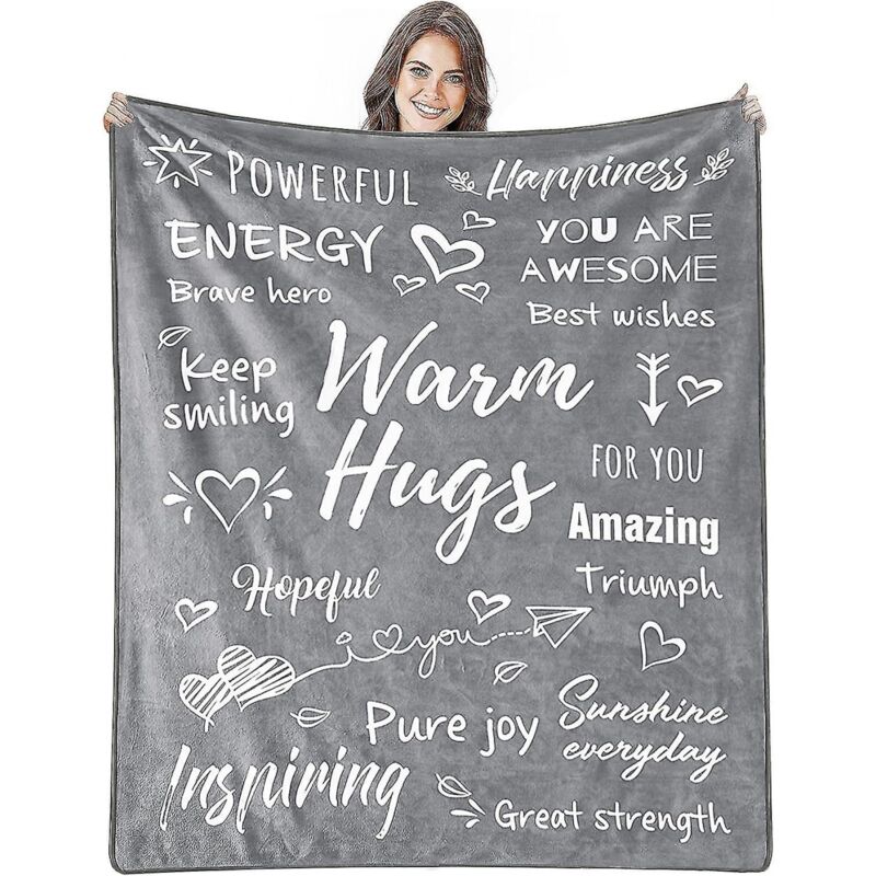 foto del prodotto coperta in flanella super morbida e soffice, soffice e soffice, grigia, per divano, letto, ufficio, pisolino, regalo di coperta motivazionale,