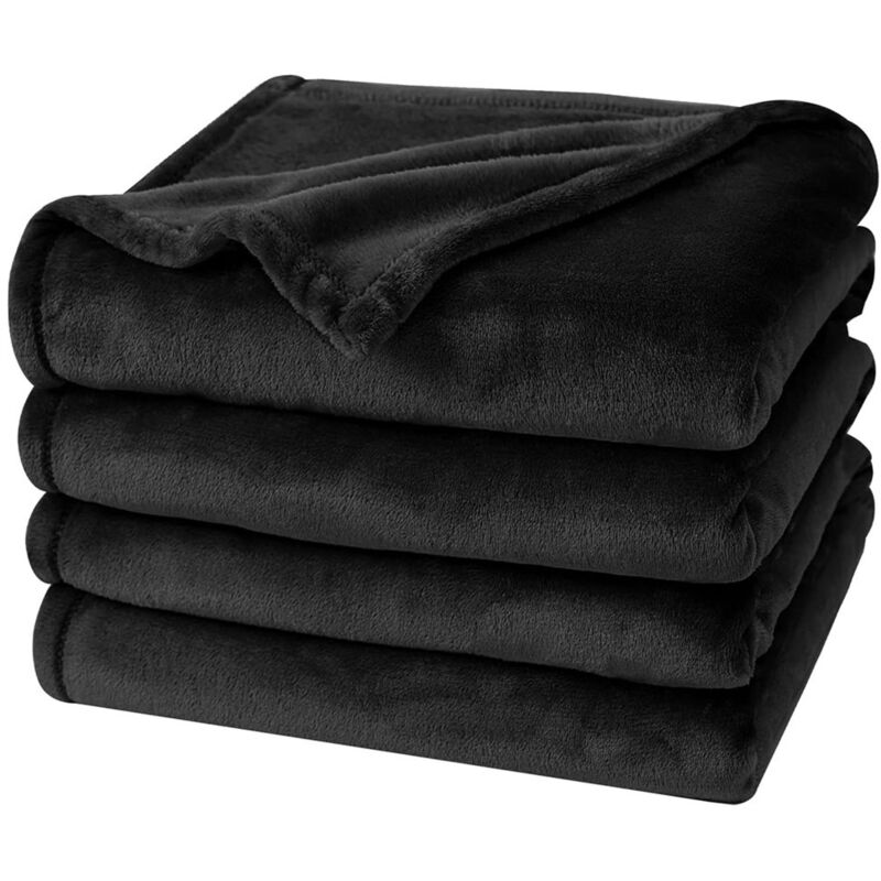 foto del prodotto coperta in pile 130 x 150, copridivano coperta in pile spessa, soffice, morbida e calda alta qualit nera sollbry