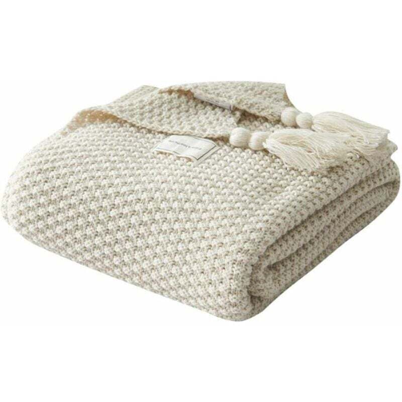 foto del prodotto coperta lavorata a maglia, coperta lavorata a maglia nordica fatta a mano, coperta morbida alla moda, copriletto per divano, copriletto,