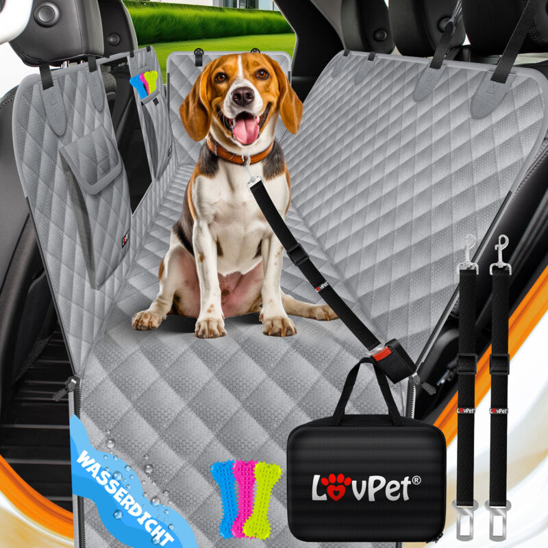 foto del prodotto coperta per cani 2in1 per sedile posteriore e bagagliaio dell auto con protezione laterale e finestra di visualizzazione coperta idrorepellente per