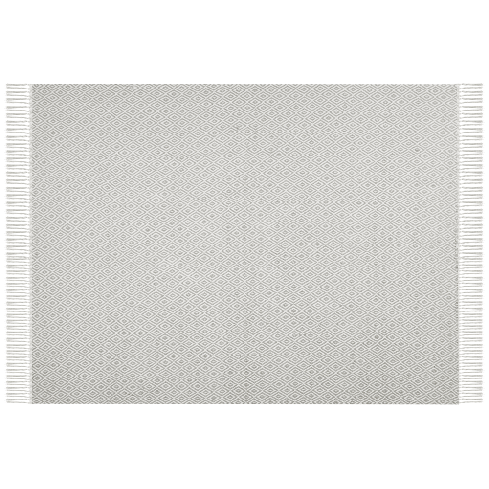 foto del prodotto coperta plaid con frange cotone taupe fatta a mano 125 x 150 cm stile boho camera da letto soggiorno