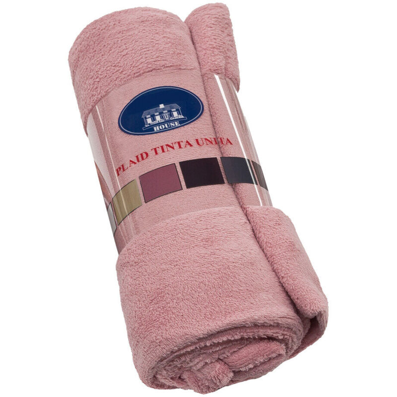 foto del prodotto coperta plaid morbida vellutata pile caldo soffice avvolgente divano letto poltrona rosa 130x160 cm