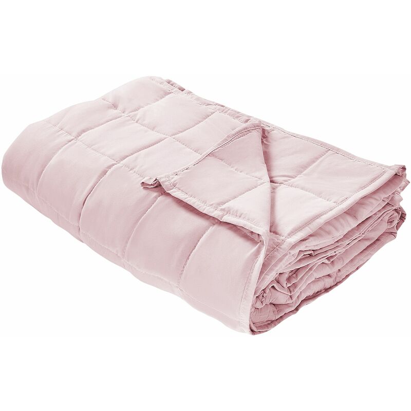 foto del prodotto coperta rettangolare ponderata 4kg 100 x 150 cm rivestimento in tessuto poliestere trapuntato imbottitura con perle di vetro rosa nereid