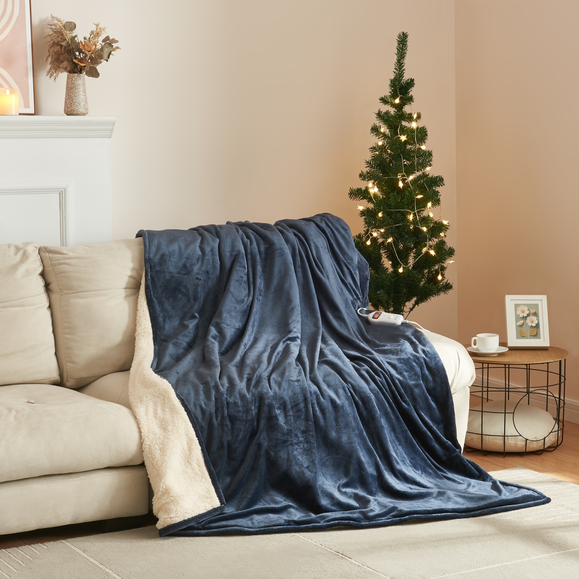 foto del prodotto coperta riscaldante archi termocoperta elettrica 200 x 150 cm blu scuro en.casa 
