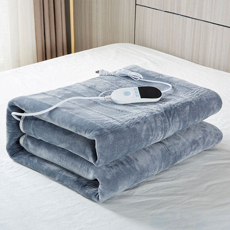 foto del prodotto coperta riscaldata elettrica 175x150 cm 9 impostazioni di temperatura coperta in flanella lavabile in lavatrice grigia