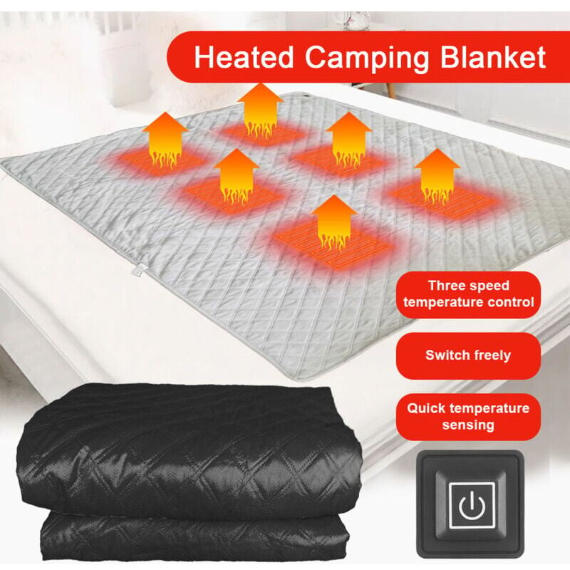 foto del prodotto coperta riscaldata per campeggio, sacco a pelo riscaldato, sacco a pelo alimentato tramite usb, coperta riscaldante da campeggio a 6 zone riscaldate