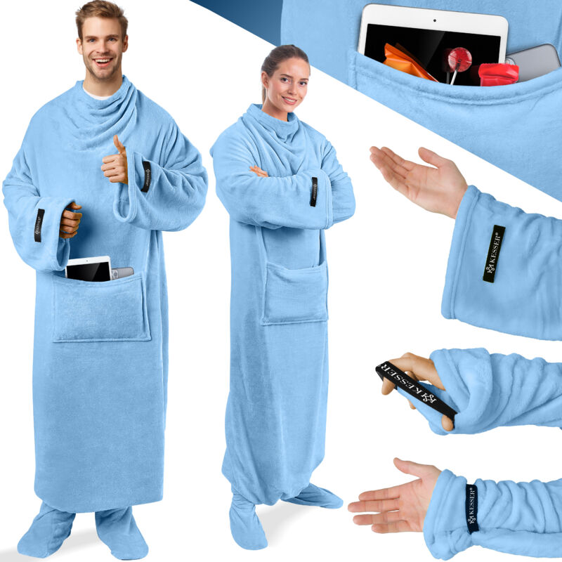 foto del prodotto coperta tv con maniche e tasca per i piedi coperta a manica extra morbida coperta a manica soffice incl. tasca esterna 2 in 1 coperta da salotto