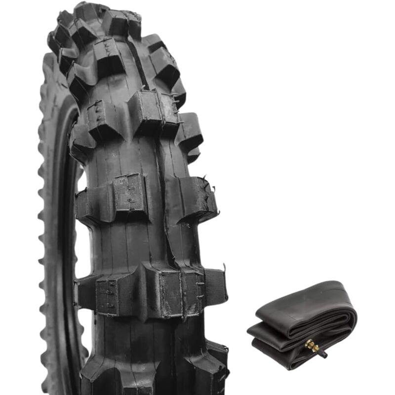 foto del prodotto copertone pneumatico 4.00 18 64p posteriore camera d aria con valvola tr4 moto cross enduro gomma goodtire rinforzato tassellato tacchettato