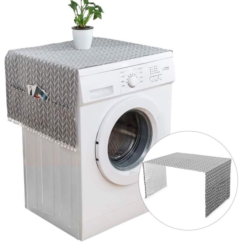 foto del prodotto copertura antipolvere per frigorifero 130 x 55 cm con tasche portaoggetti, copertura antipolvere per lavatrice, copertura per lavatrice, copertura