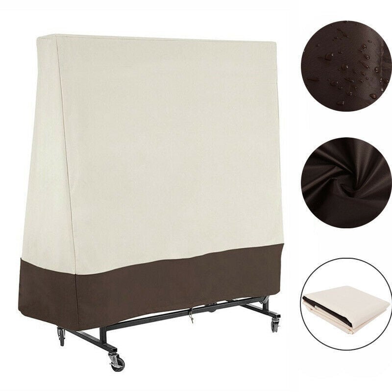 foto del prodotto copertura antipolvere per tavolo da ping pong in tessuto oxford 210d, antipolvere e impermeabile, beige 3685160 cm