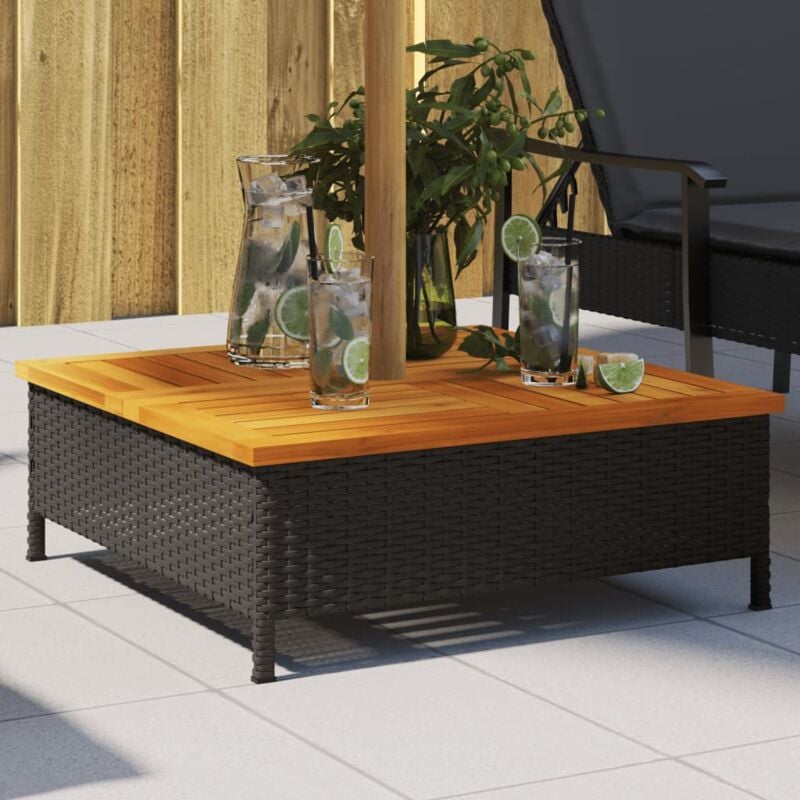 foto del prodotto copertura base ombrellone nera 70x70x25 cm polyrattan e acacia vidaxl