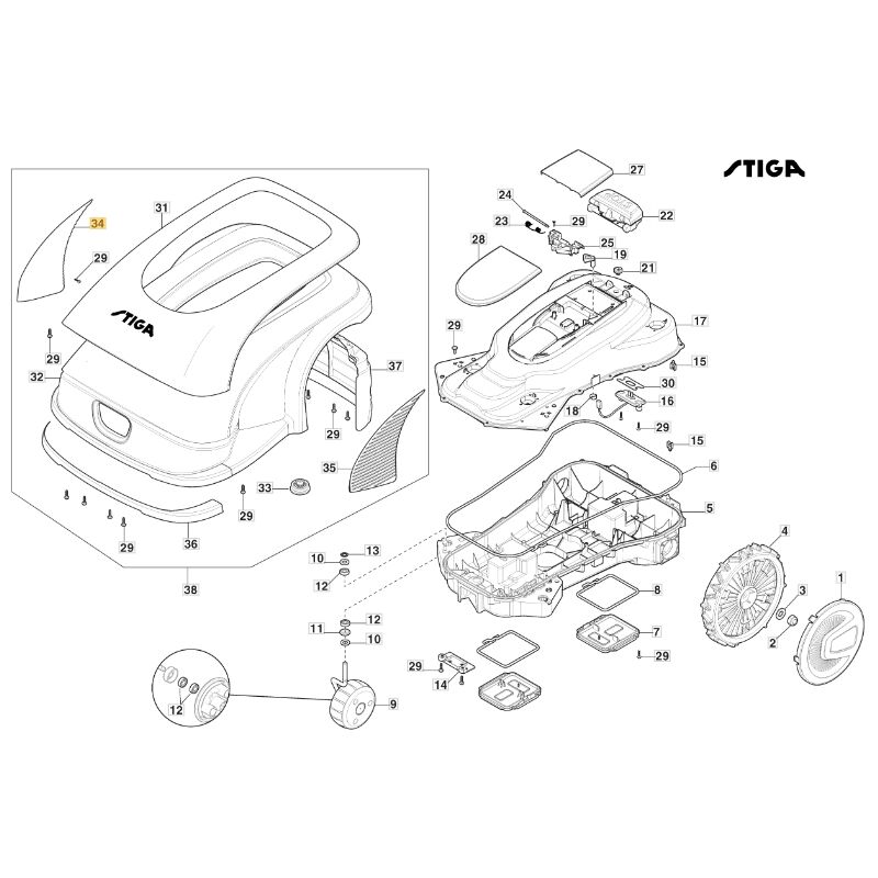 foto del prodotto copertura destra originale stiga a3000 rtk robot rasaerba tagliaerba 322110191 0