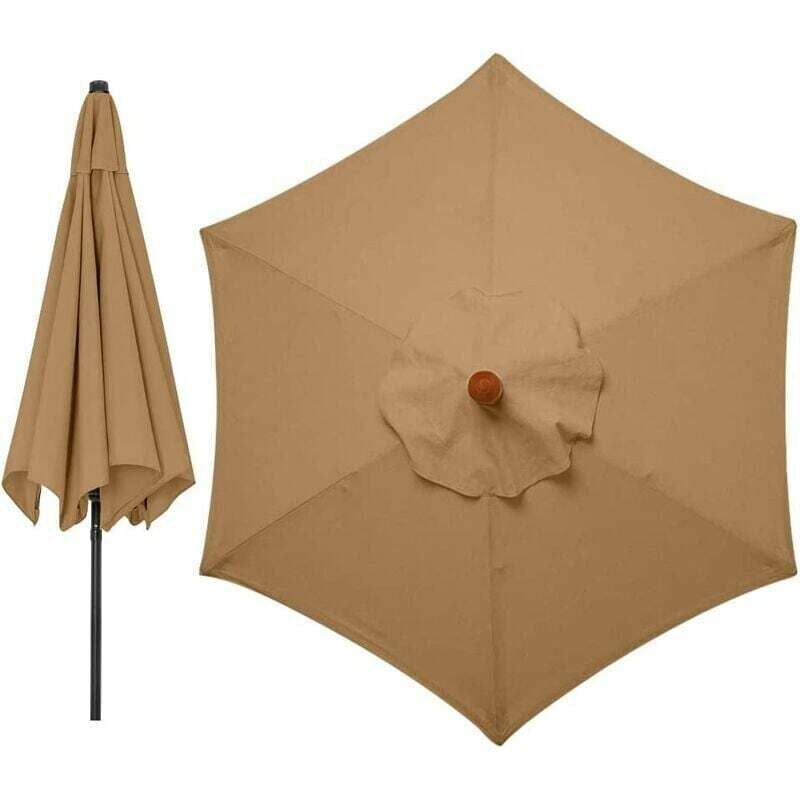 foto del prodotto copertura di ricambio per ombrellone da giardino, 6 bracci, 3 metri, copertura di ricambio per ombrellone, solo baldacchino cachi 