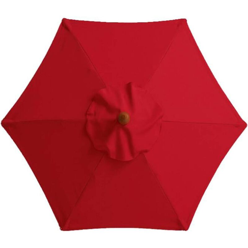 foto del prodotto copertura di ricambio per ombrellone da tavolo, tavolo e ombrellone da mercato - 6 stecche - 3 m - impermeabile - anti-ultravioletti - rosso