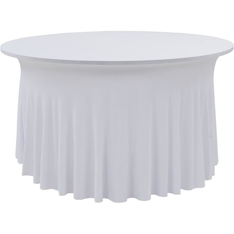 foto del prodotto copertura elastica per tavolo con gonna 2 pz 150x74 cm bianco