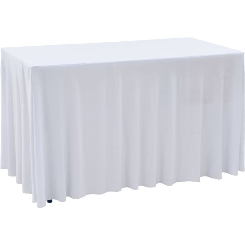 foto del prodotto copertura elastica per tavolo con gonna 2 pz 243x76x74cm bianco