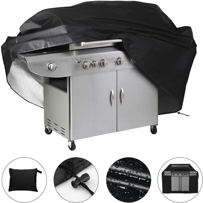 foto del prodotto copertura impermeabile per barbecue 145 x 61 x 117 cm nera 