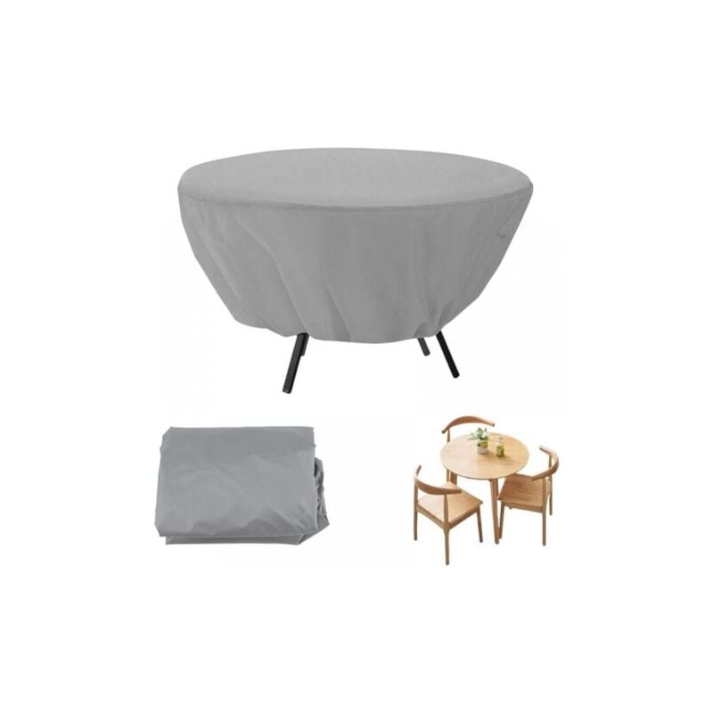 foto del prodotto copertura impermeabile per tavolo da giardino rotondo, grigio 127 58 cm, copertura antipolvere per mobili da giardino e copertura per esterni,