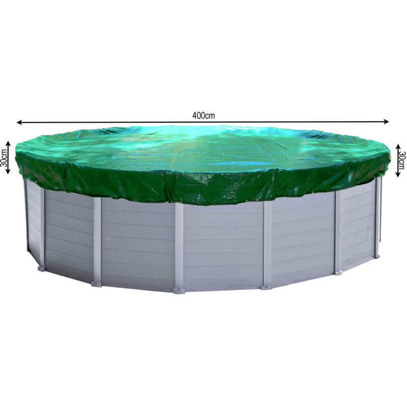 foto del prodotto copertura invernale per piscina rotonda 200g m per dimensioni piscina 366 400 cm dimensioni tela cerata 460cm verde