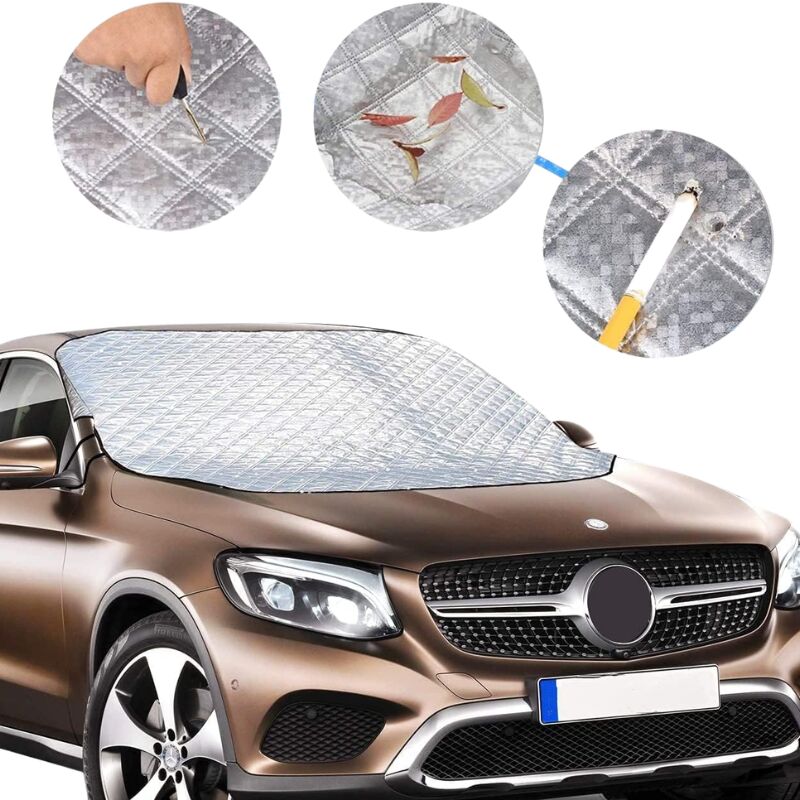 foto del prodotto copertura parabrezza auto copertura parabrezza auto magnetica protezione invernale protegge da vento neve polvere gelo sole con magnete 190126cm