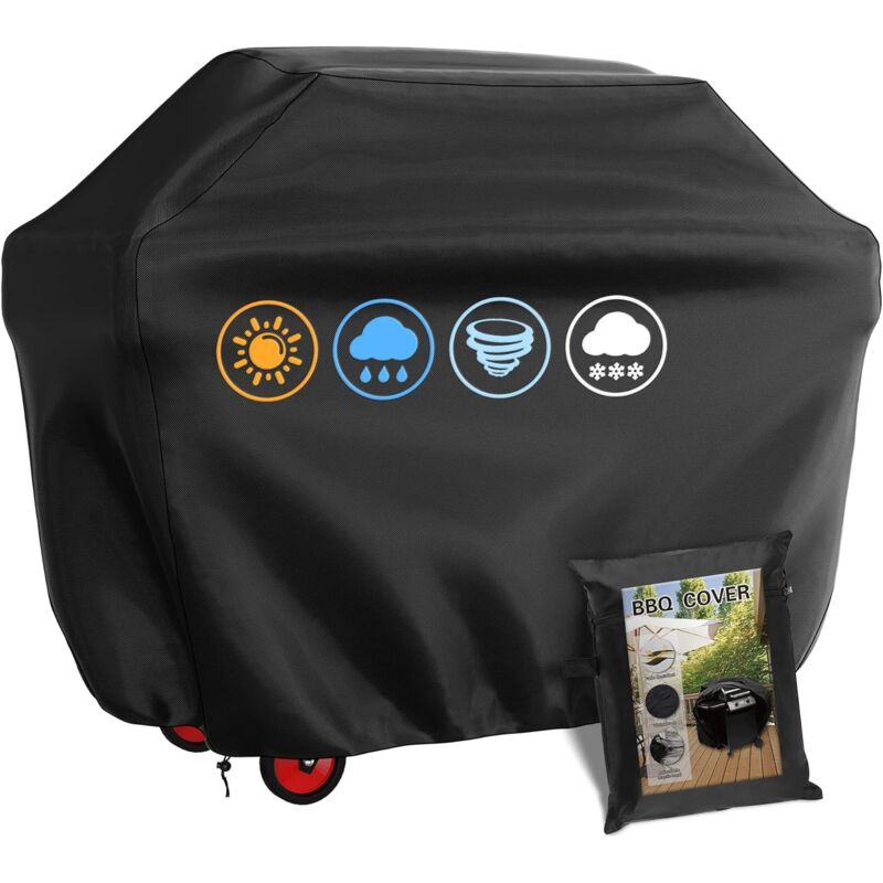 foto del prodotto copertura per barbecue a gas, copertura per barbecue da esterno rettangolare 145 x 61 x 117 cm, impermeabile 210d, impermeabile anti uv