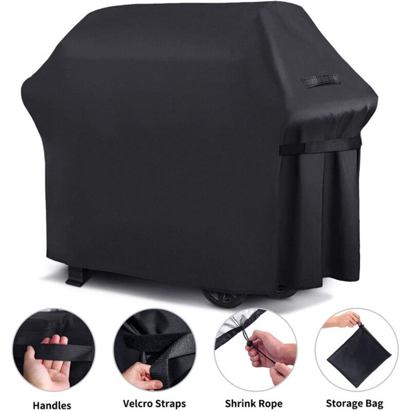 foto del prodotto copertura per barbecue di qualit premium da 58 pollici 144 cm, resistente ai raggi uv, impermeabile e antistrappo, colore nero. dpzo