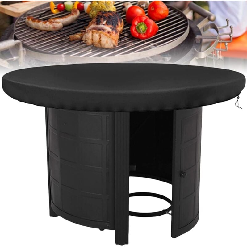 foto del prodotto copertura per braciere da 100 cm, copertura per braciere rotonda in 420d, impermeabile, anti uv, per tavolo laterale rotondo da esterno, braciere e