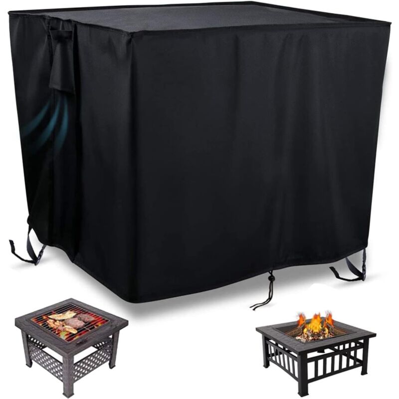 foto del prodotto copertura per braciere quadrata per braciere a gas da giardino, impermeabile e resistente, in tessuto oxford 420d 82 x 82 x 61 cm nero sollbry