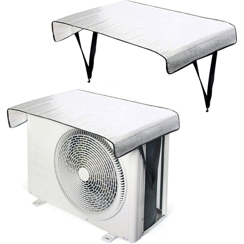 foto del prodotto copertura per condizionatore d'aria esterno, confezione da 2 pellicole in alluminio universali impermeabili anti-uv e anti-neve per unità da 95 x 47