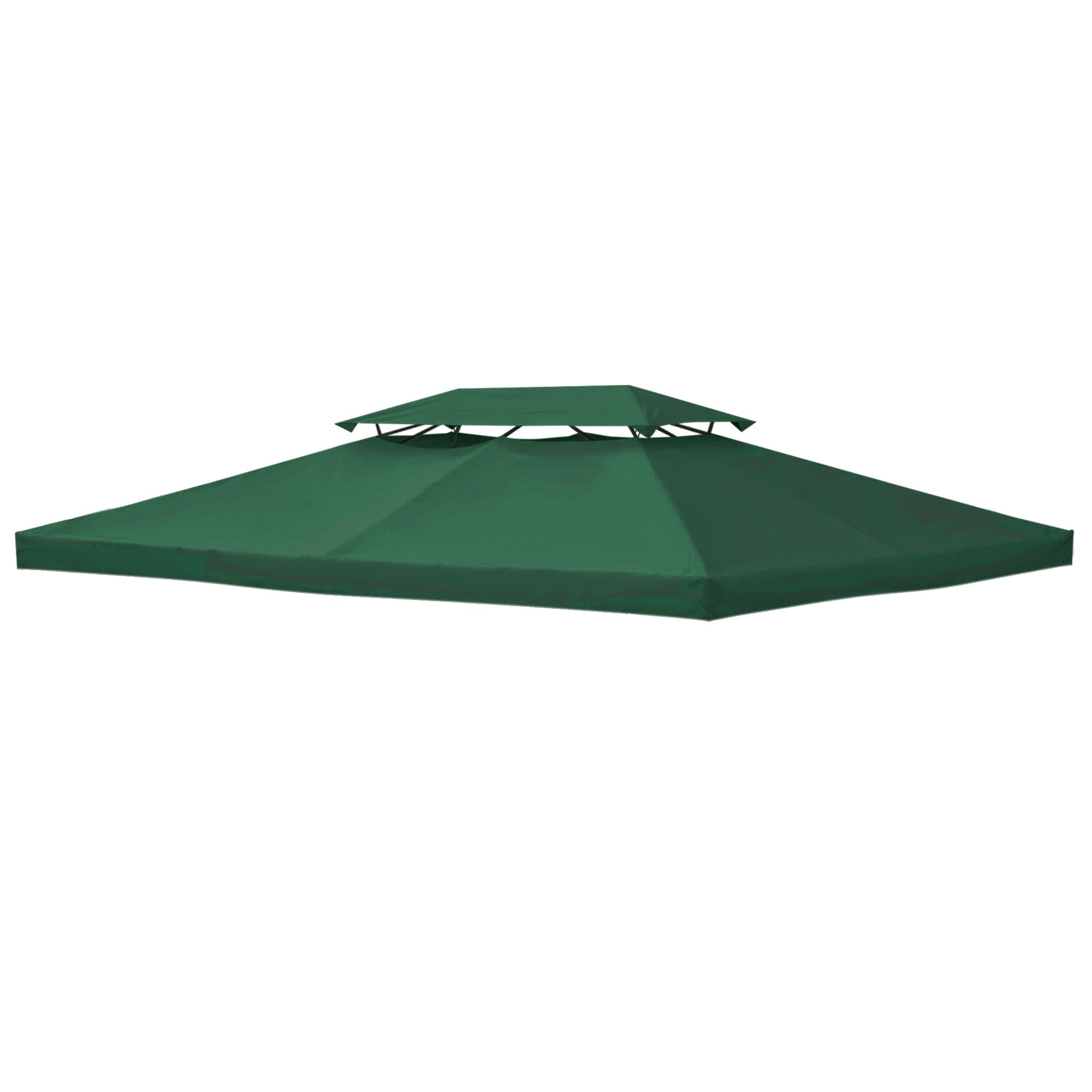 foto del prodotto copertura per gazebo a 2 livelli con cinghie e 10 fori di drenaggio 4x3m in poliestere verde