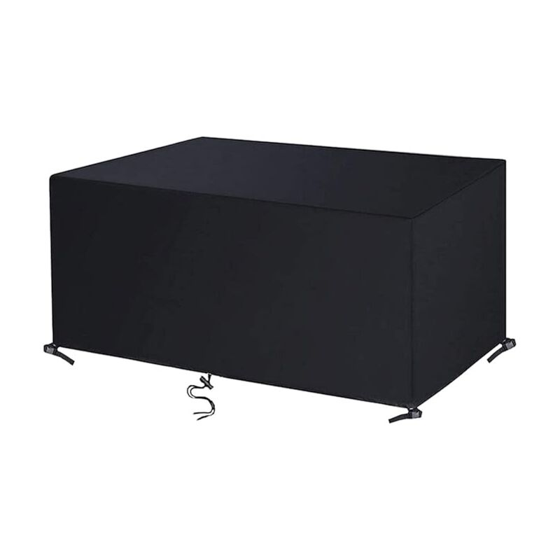 foto del prodotto copertura per mobili da giardino 170x115x71cm nero telo di protezione per tavolo da giardino rettangolare in 420d oxford impermeabile antivento