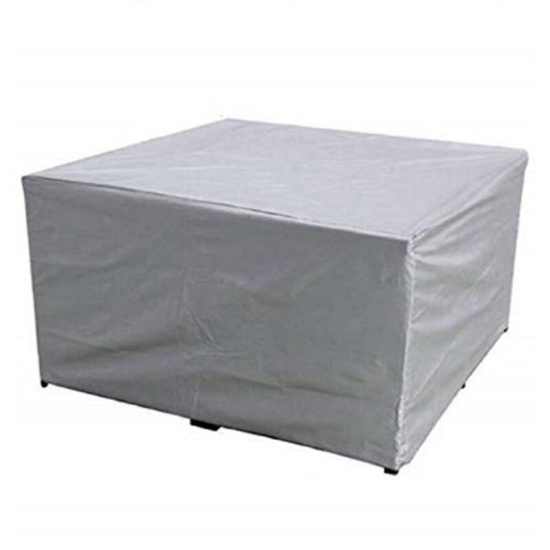 foto del prodotto copertura per mobili da giardino con tessuto oxford 210d impermeabile, antivento, anti uv, resistente, protettiva per tavolo e sedia, argento