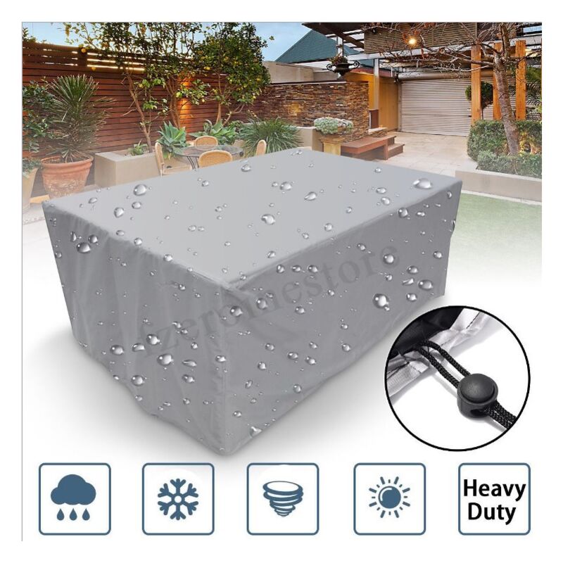 foto del prodotto copertura per mobili da giardino, copertura per mobili da giardino rettangolare, protezione dalla neve, impermeabile, antipolvere, anti uv,