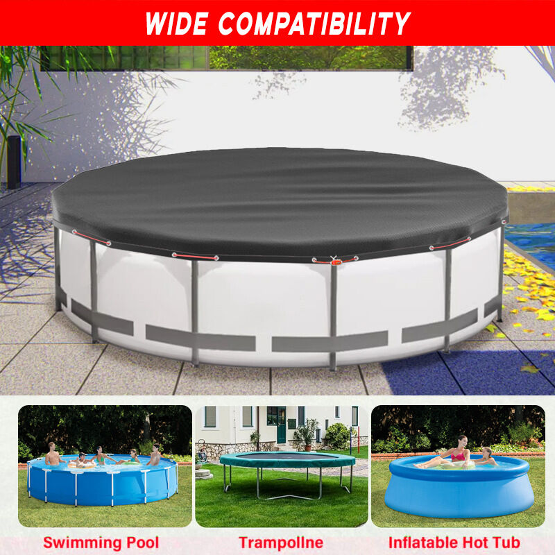 foto del prodotto copertura per mobili da giardino da 10 piedi, rivestimento in argento 210d, impermeabile e antipolvere, copertura per piscina rotonda con sabbia,