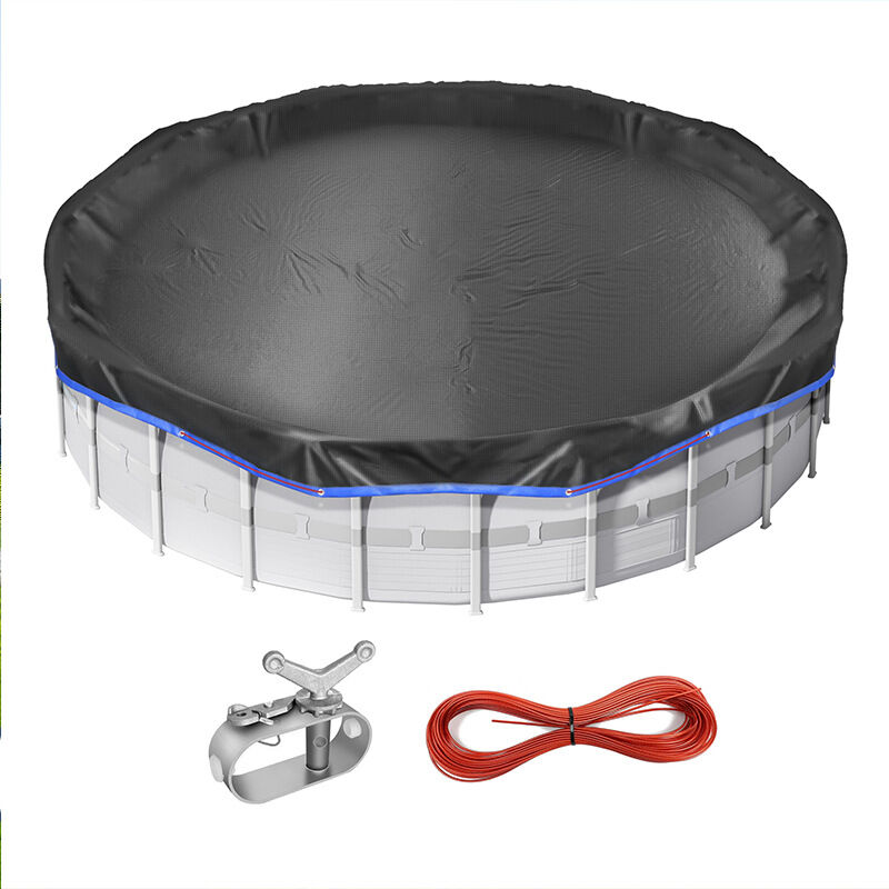foto del prodotto copertura per mobili da giardino da 10 piedi, rivestimento in argento 210d, impermeabile e antipolvere, copertura per piscina rotonda con sabbia,