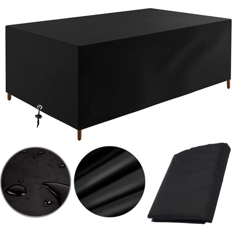 foto del prodotto copertura per mobili da giardino impermeabile copertura protettiva resistente ai raggi uv per mobili da giardino 200 x 160 x 70 cm nero