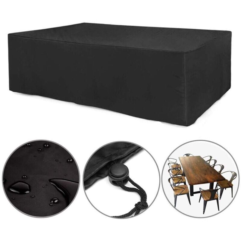 foto del prodotto copertura per mobili da giardino, rettangolare, impermeabile, protezione uv, tessuto oxford 210d, per tavolo da esterno 240 x 140 x 90 cm 