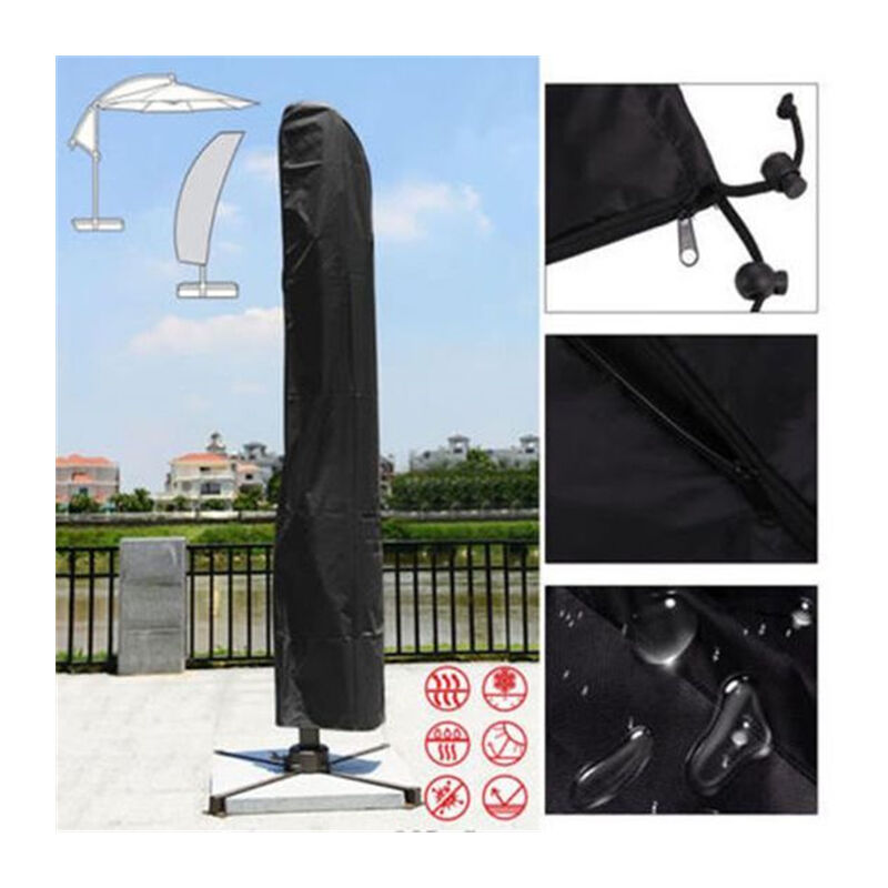 foto del prodotto copertura per ombrellone 265 x 40 70 50 cm nero copertura per ombrellone 3x3m impermeabile antivento resistente ai raggi uv antistrappo extra large