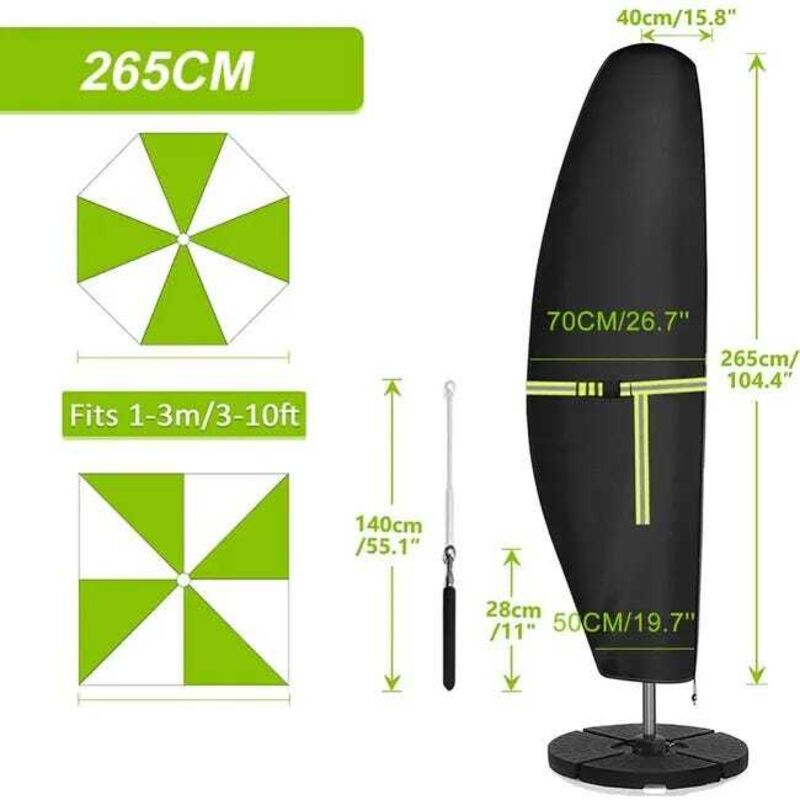 foto del prodotto copertura per ombrellone offset stile banana oxford 420d per ombrellone con palo telescopico da 265 cm balcone da giardino