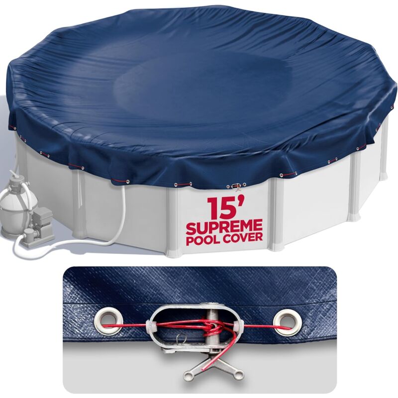 foto del prodotto copertura per piscina rotonda da 15 piedi per piscine fuori terra, copertura per piscina fuori terra, copertura per piscina, copertura invernale per